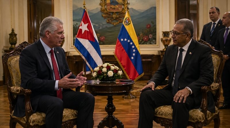 El presidente Miguel Díaz-Canel encabezó una delegación de alto nivel en la embajada venezolana en La Habana para firmar el libro de condolencias, mientras la isla refuerza su compromiso humanitario con los equipos de rescate que trabajan en el país sudamericano tras los devastadores sismos.