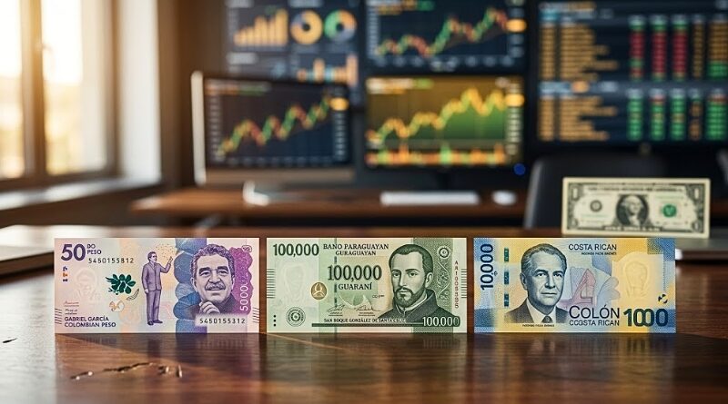 El peso colombiano, el guaraní paraguayo y el colón costarricense encabezan las apreciaciones regionales con rentabilidades de doble dígito, impulsadas por el 'carry trade', el auge de la soja y el récord en reservas internacionales.